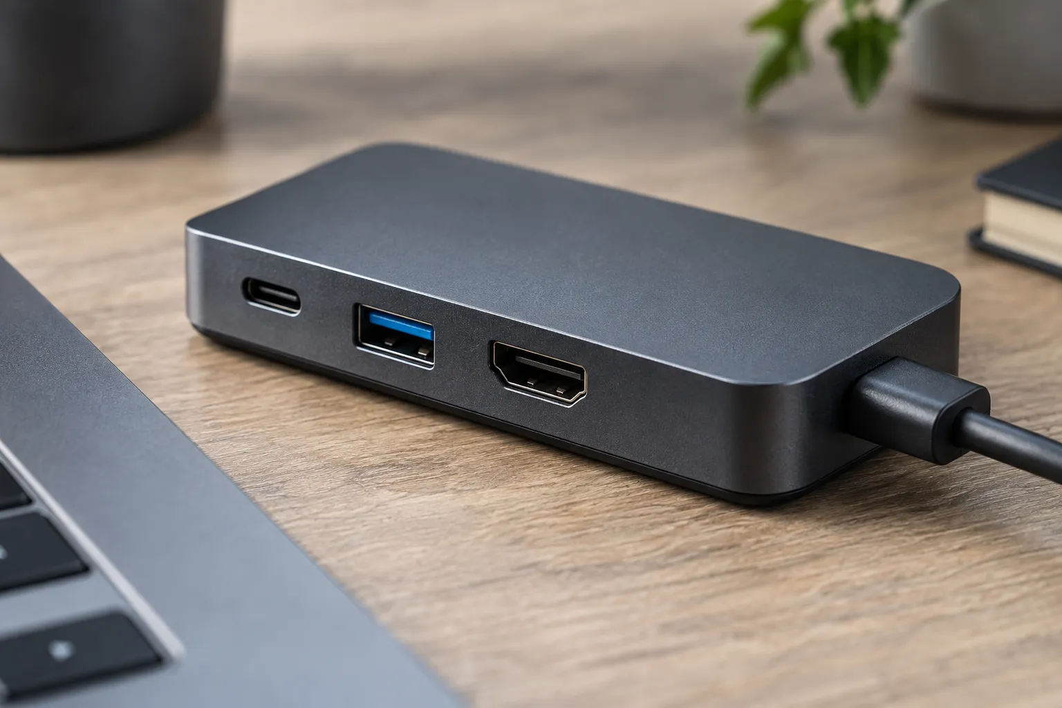 架空のUSB-Cハブの端子部分を拡大した写真